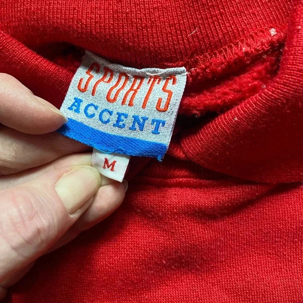 Ugly Christmas sweatshirt 80s Granny-core polo collar size M red sweater - Picture 5 of 8